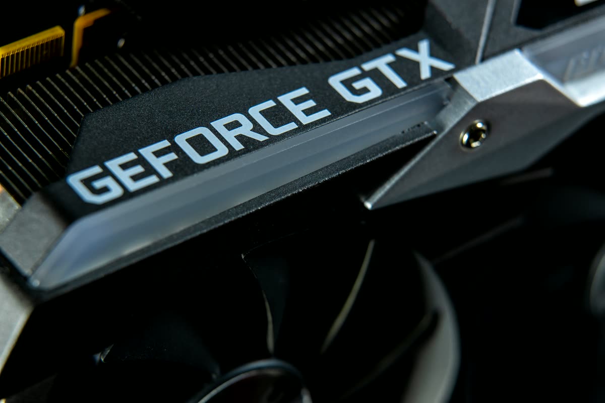 Close-up of an older GeForce GTX graphics card